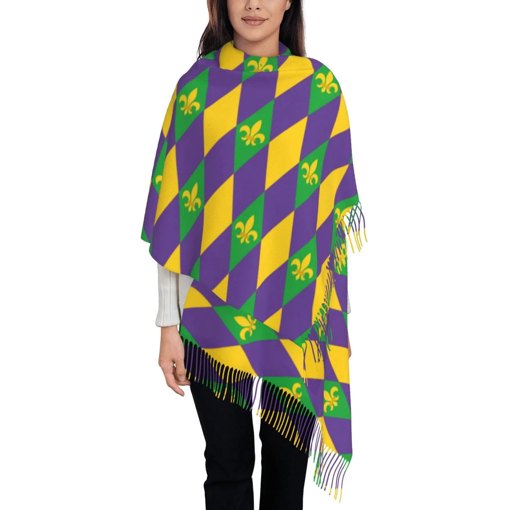 Soft Wrap Women Mardi Shawl Elegant Cashmere Print Gifts- Winter Scarf Gras Scarves Bingfone Warm Large Art Feel For