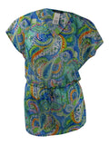 M) Paisley Cover-Up Women's (Blue, Mesh Lauren Carnivale Lauren Ralph