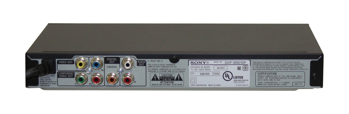 (DVP-SR210P) (Refurbished) Player Scan Sony Progressive DVD Restored