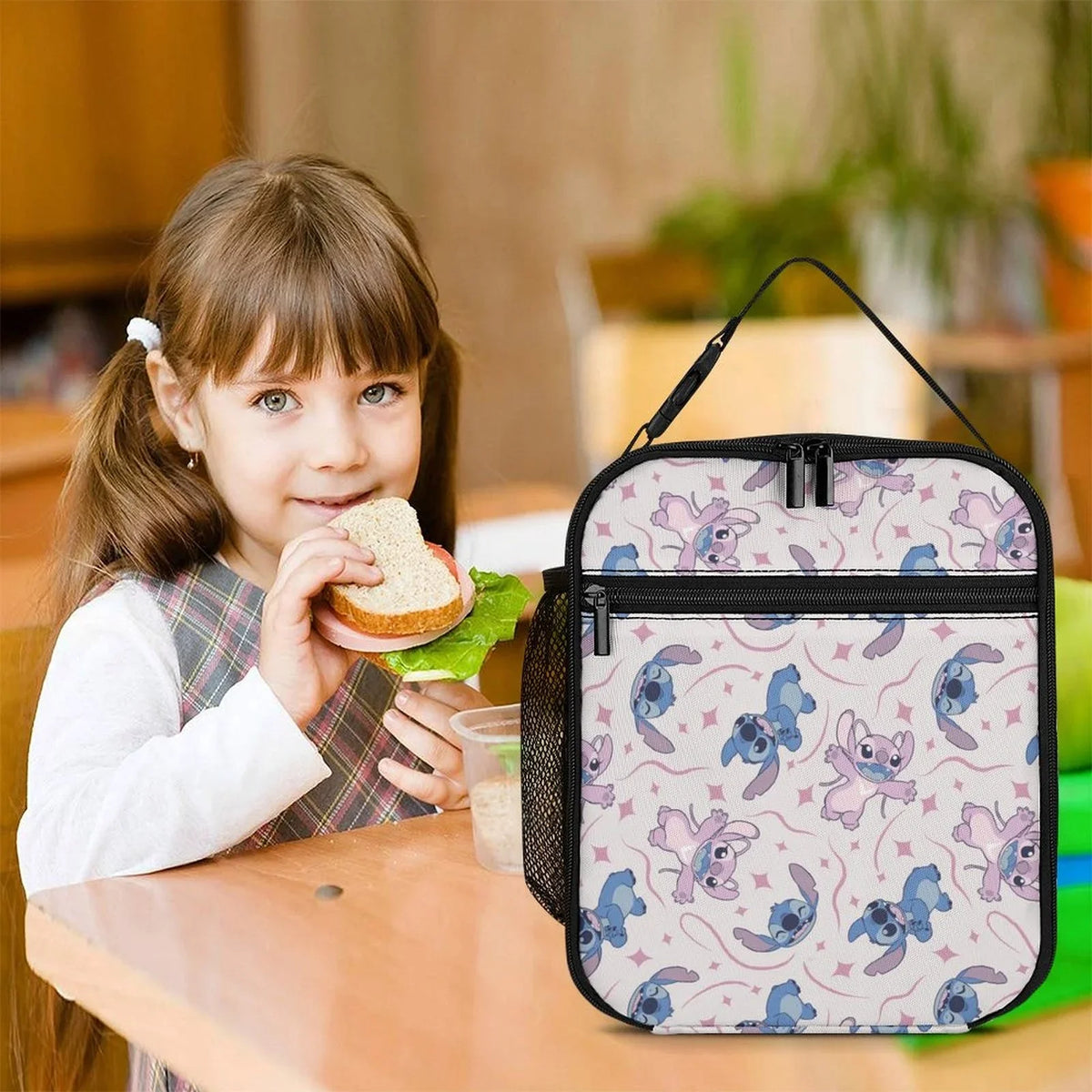 Lilo Kids Boys Bag Portable Lunch Tote Bento School Adult Cooler Thermal Stitch Office Bag Blue Girls For Insulated Handbag