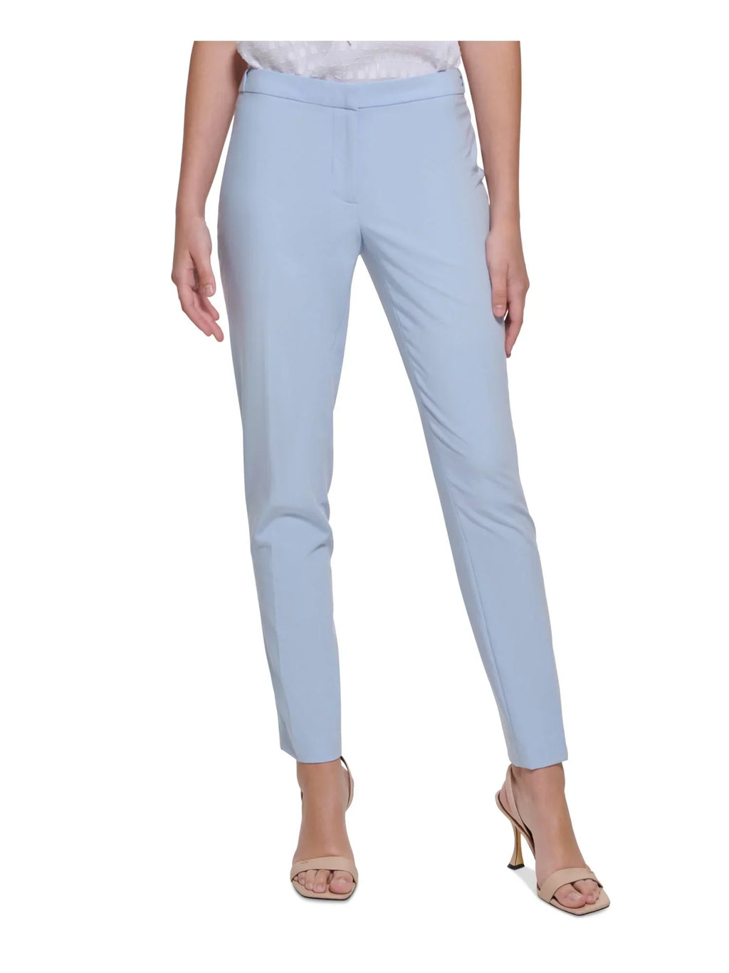 Work KLEIN Pants Wear Womens CALVIN Blue Skinny Ankle 6P Pocketed Zippered To Light Petites