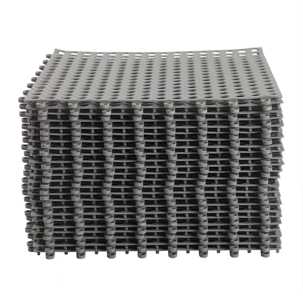 Nonslip 24PCs 11.8*11.8" Shower Bath Mat,Soft Gray Kitchen, Mat Bathroom, with PVC Pool Drainage Holes for Interlocking Floor