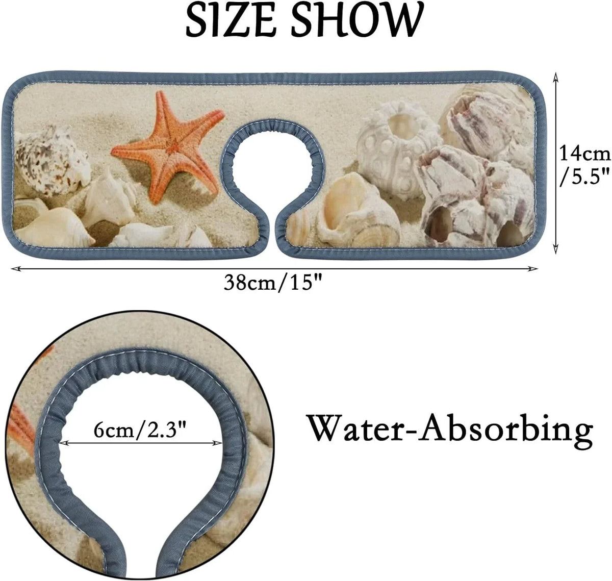 3PCS Mats Faucet Microfiber Drip Absorbent Drying Washable Beach Catcher, Summer Mat, Bath Kitchen Splash Guard Starfishes Countertop Sinkmat Sink Bestwell Sea