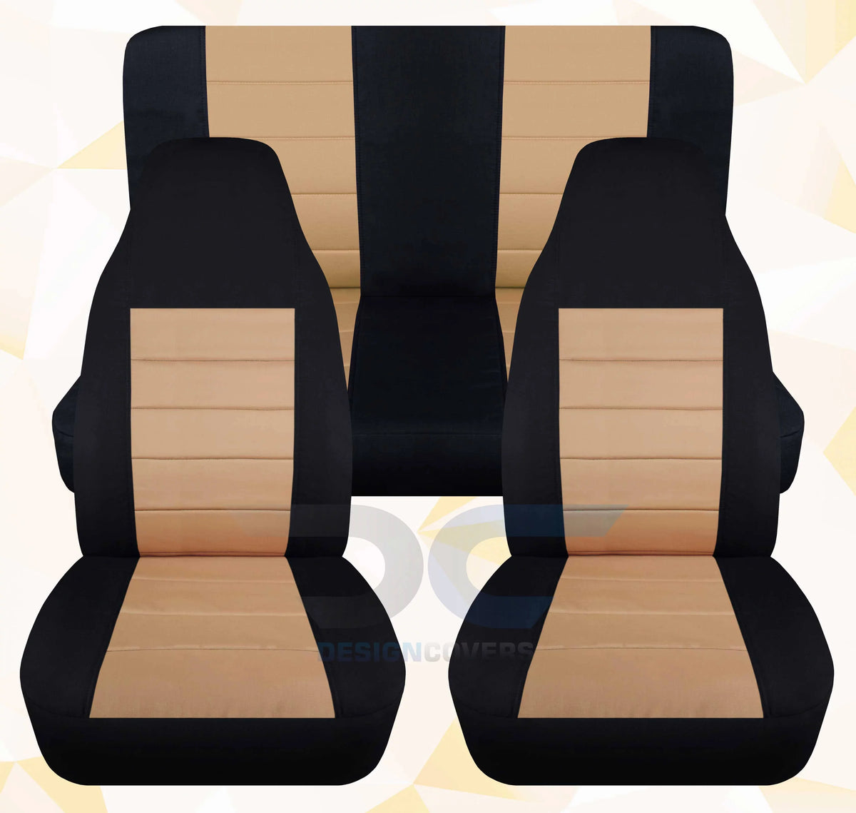 '- Jeep Two Tan Tone Front&Rear Wrangler Full Seat LJ and Set 2003-2006 Covers:Black with Compatible T233-Designcovers