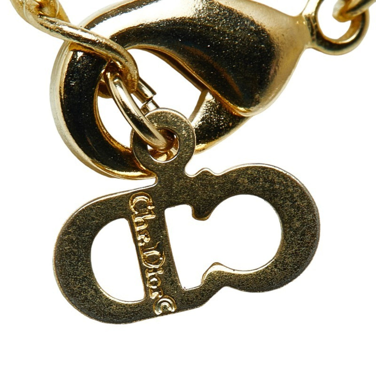 Dior Dior Heart Necklace Gold Rhinestone Pre-Owned Plated Christian (Good) Women's
