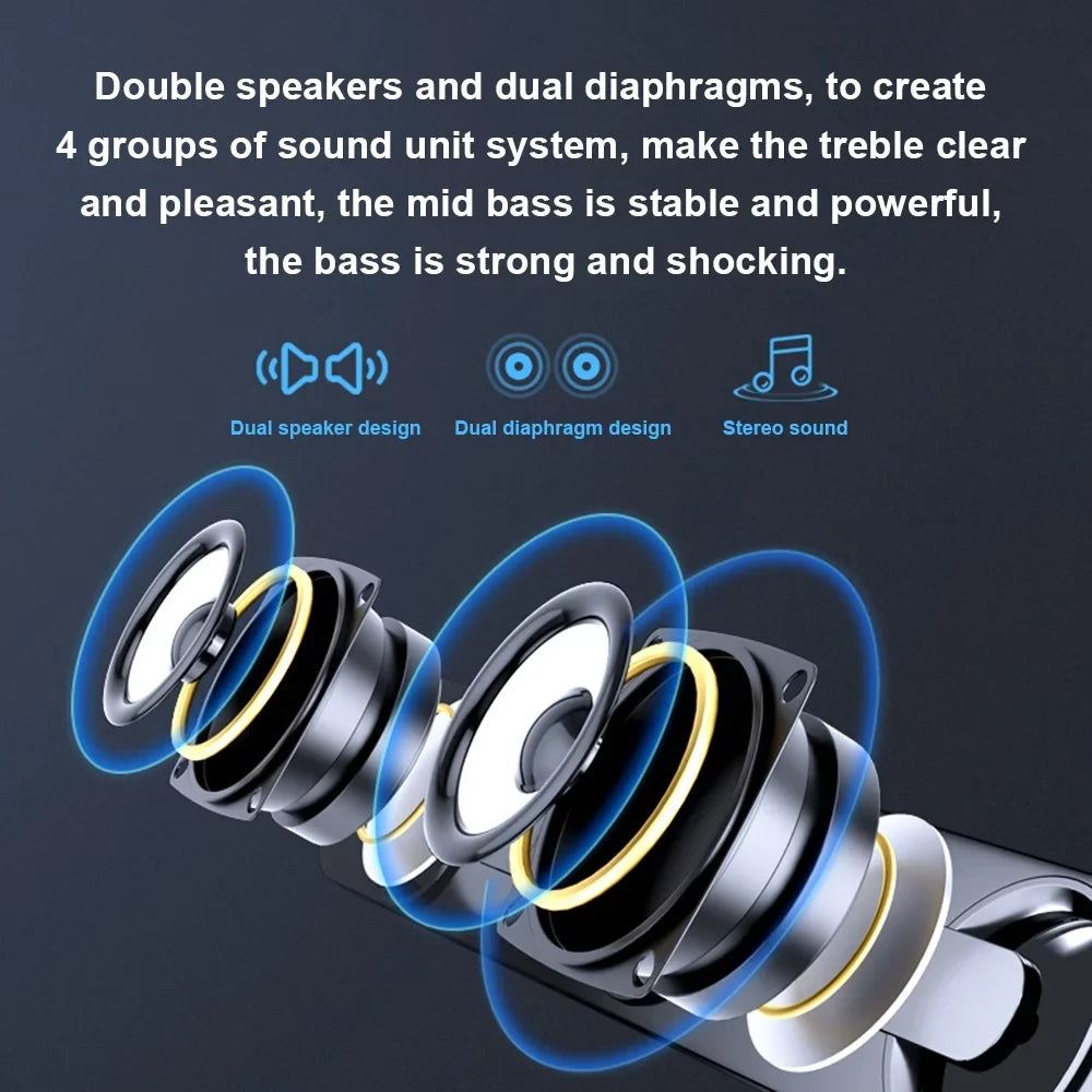 Laptop Phone PC MP3 Box Tablet MP4 Speaker Wired Powerful Speaker V-111 Stereo Computer Surround Bar for Subwoofer Sound USB Bass