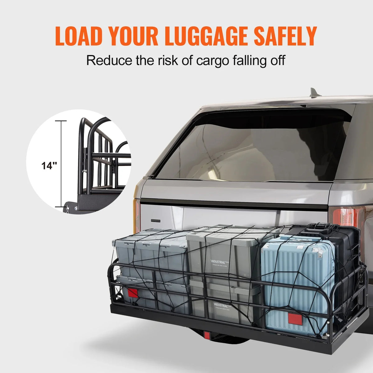 2" Carrier 60x24x14in Stabilizer SKYSHALO 400lb Fits & Mount Hitch Cargo Receiver