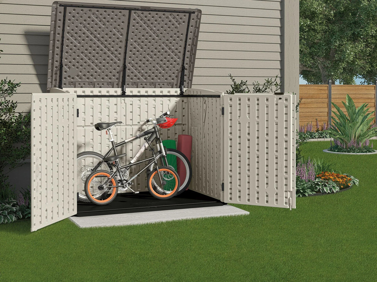 in H in and Shed, Storage Plastic W Gray, Suncast 70.5 44.25 Off-White in D 52 x x