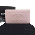 16 here bi-fold Pre-Owned wallet caviar (Good) long skin Chanel A48651 logo series mark pink CHANEL
