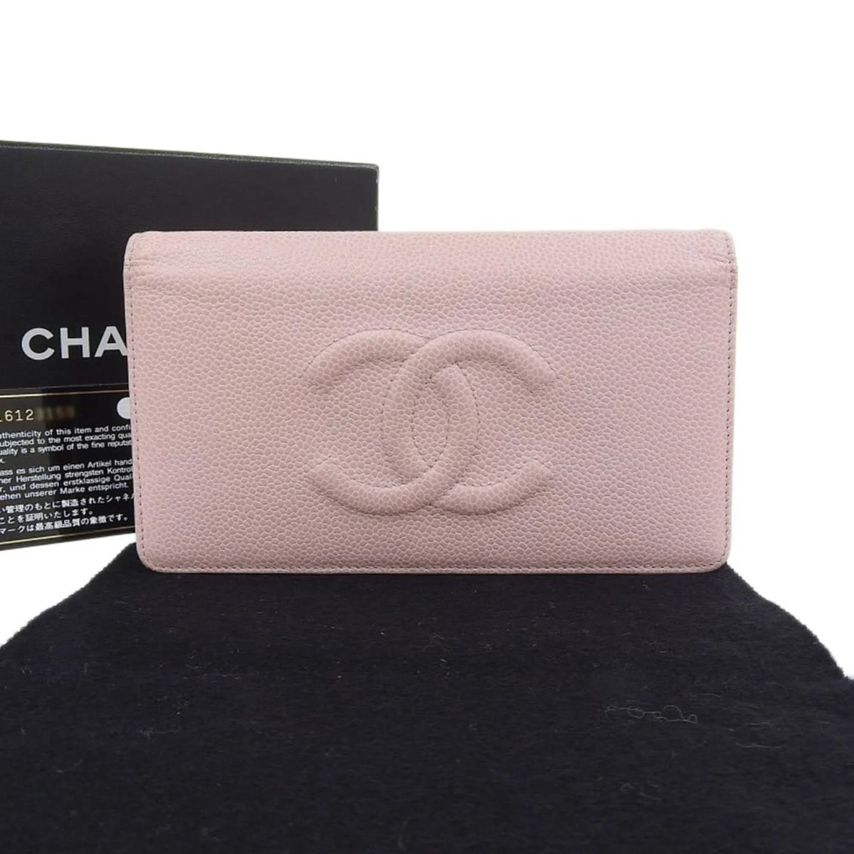 16 here bi-fold Pre-Owned wallet caviar (Good) long skin Chanel A48651 logo series mark pink CHANEL