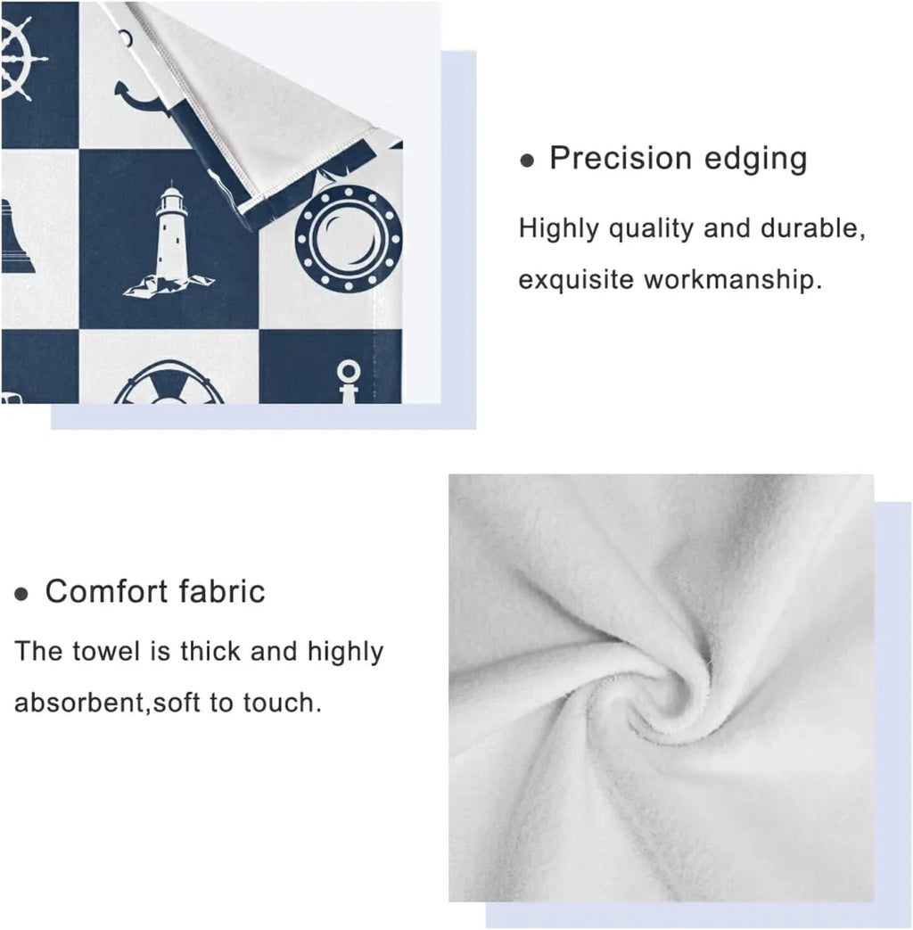 Lighthouse Towels Piece Bestwell Anchor 3 Bath Sailing Fingertip for Towel Absorbent Vessel Hand Decorative Cotton Sets Towels Checked Soft Bathroom