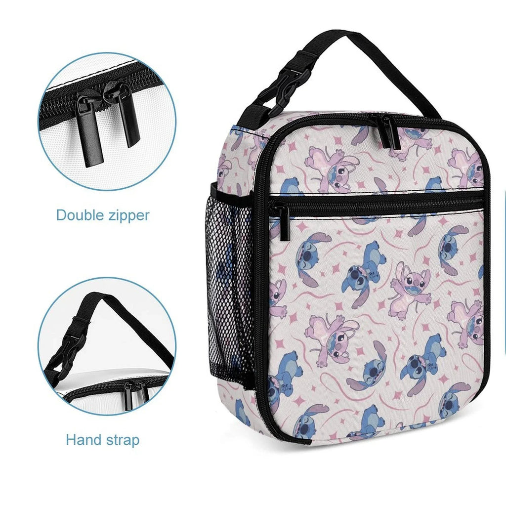 Lilo Kids Boys Bag Portable Lunch Tote Bento School Adult Cooler Thermal Stitch Office Bag Blue Girls For Insulated Handbag