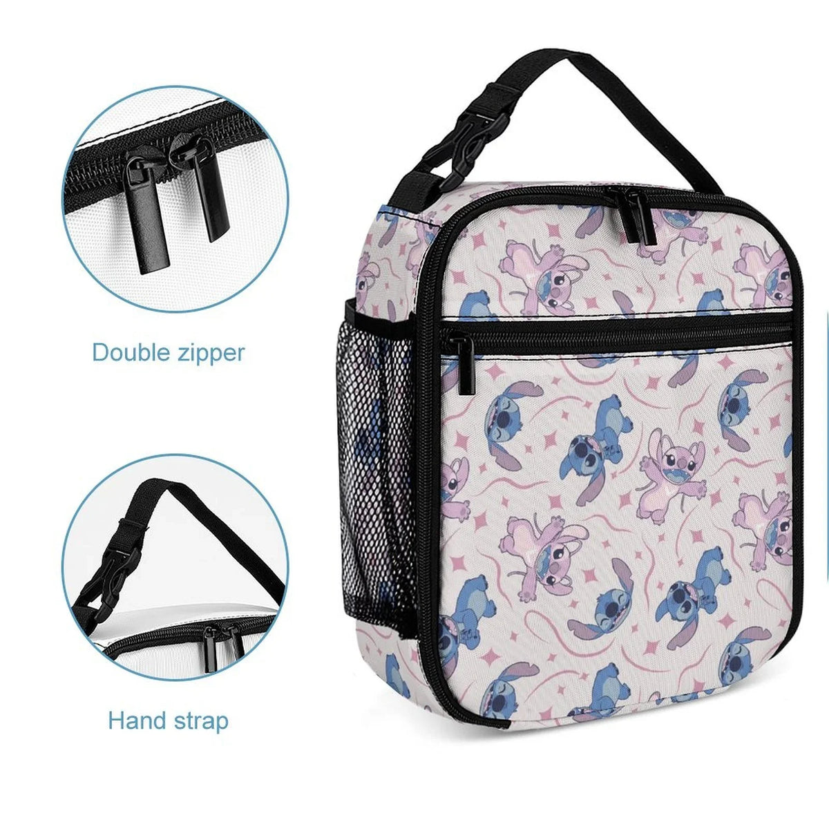 Lilo Kids Boys Bag Portable Lunch Tote Bento School Adult Cooler Thermal Stitch Office Bag Blue Girls For Insulated Handbag