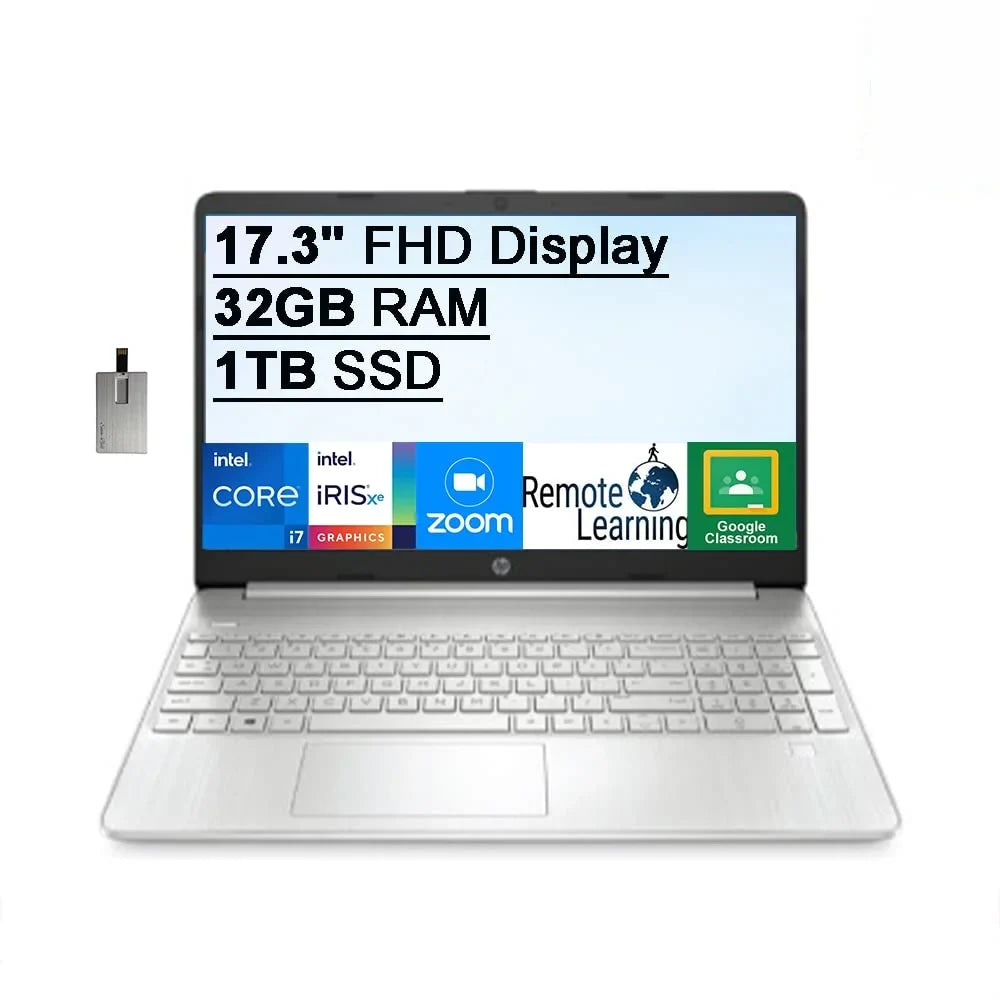 RAM, Keyboard, Audio, FHD Computer, HD PCIe Core OS, 11th Intel IPS Xe Iris Laptop Silver, 17.3" Card 1TB Webcam, Backlit Intel 2021 Generation 32GB HD 32GB Windows USB Graphics, HP SSD, i7-1165G7,
