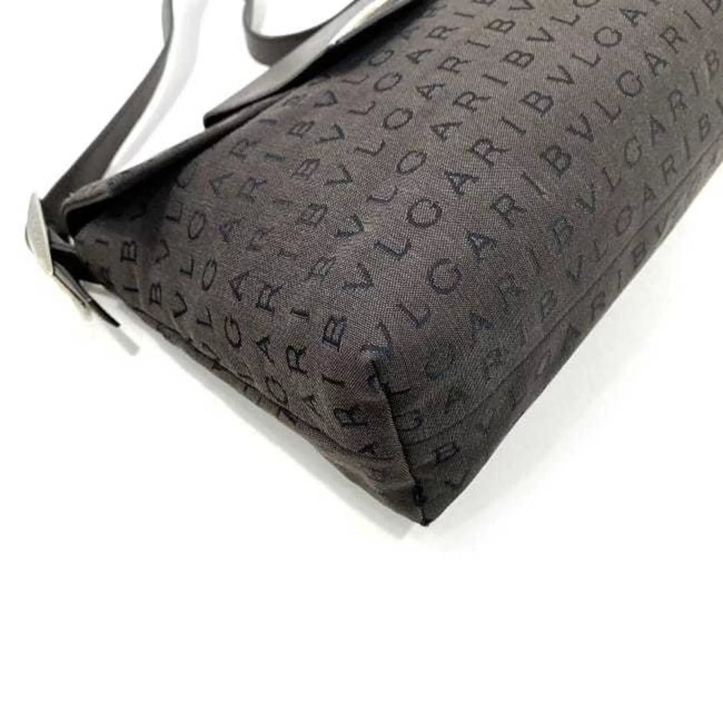 Bvlgari Brown Leather One Mania Pre-Owned BVLGARI Bag Shoulder Handbag Plate Canvas (Good) Flap