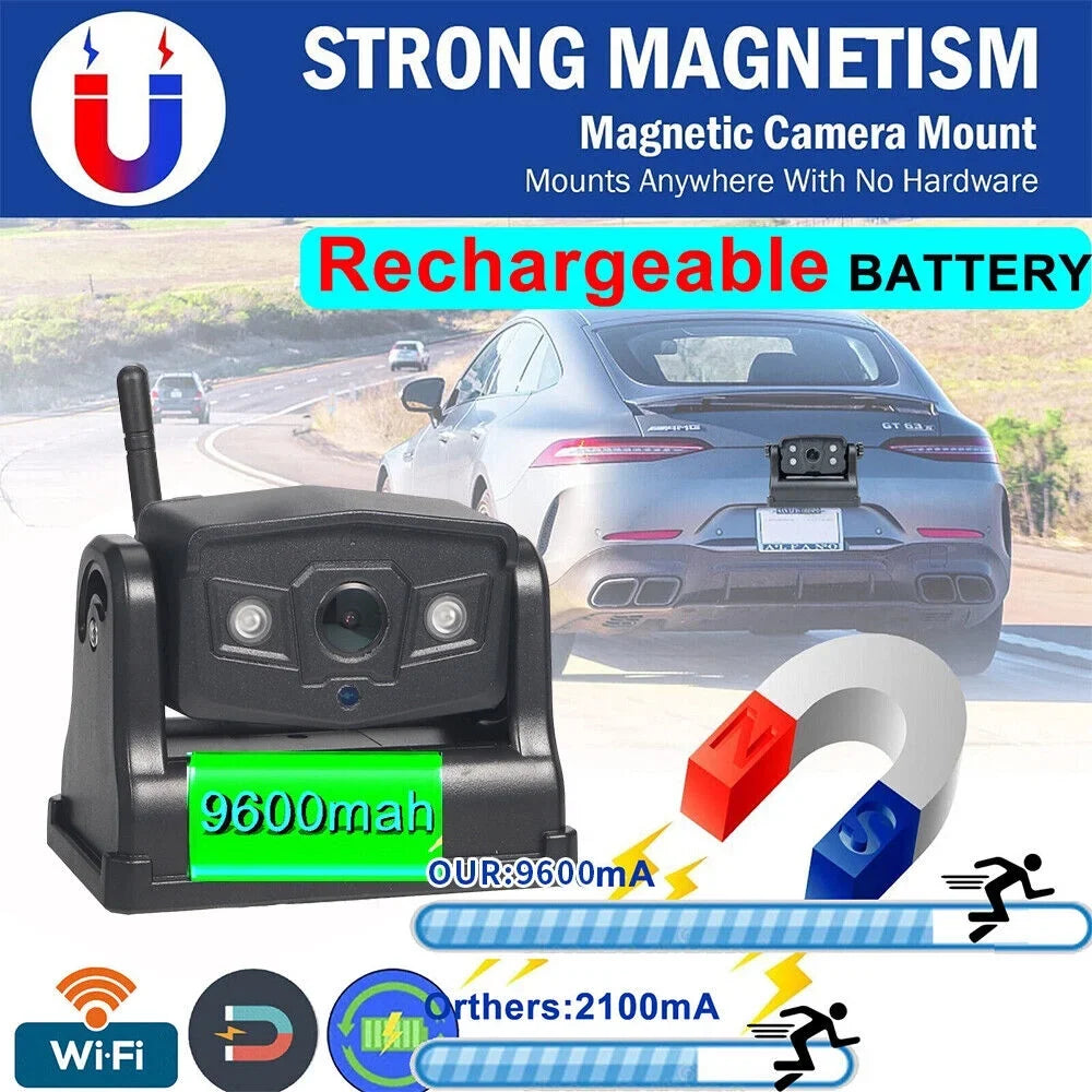 Battery 9600mAh View JahyShow Magnetic Front/Rear Wireless, High-Capacity Backup Camera, WiFi