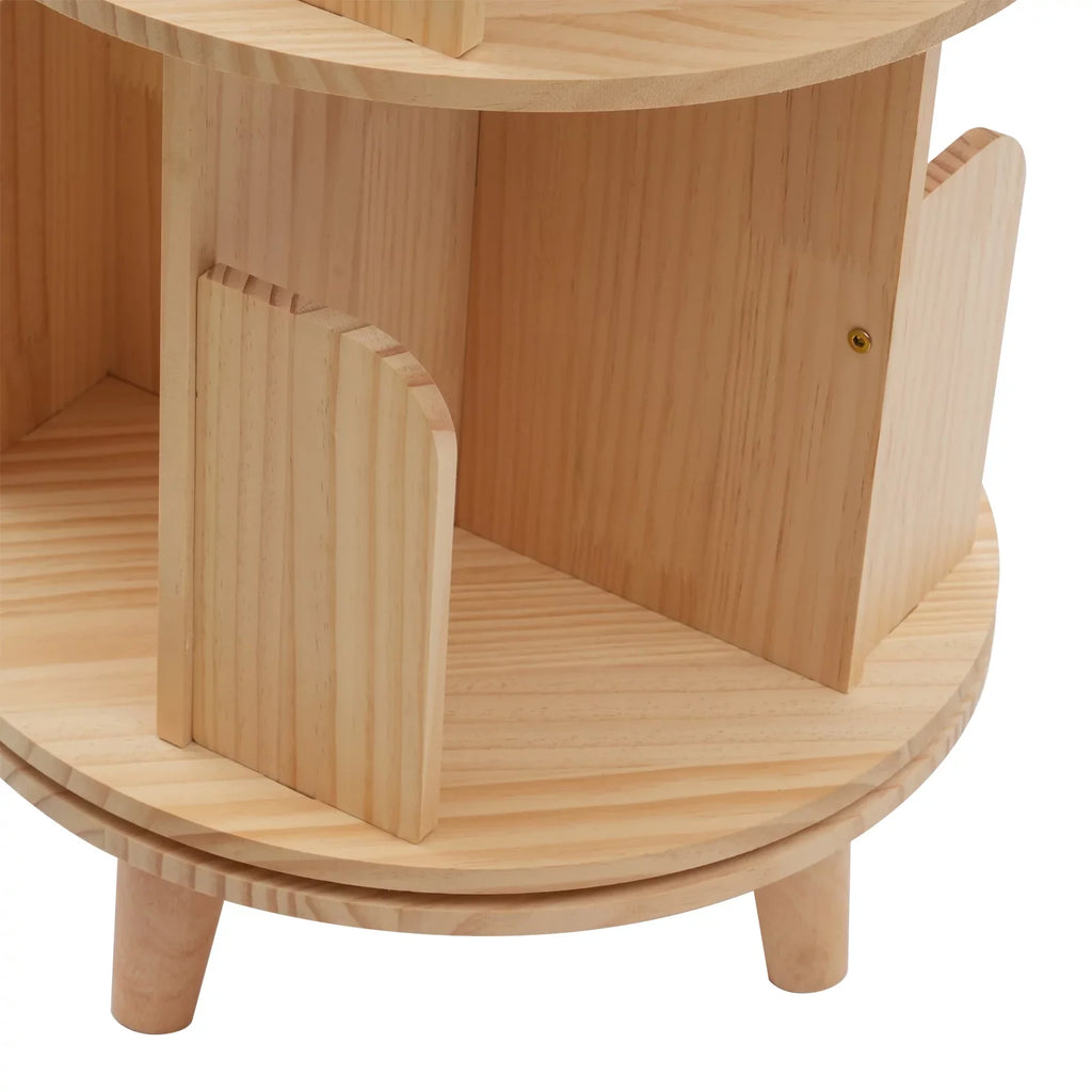 Table Standing YIYIBYUS Floor Rotating Rack Wooden Night Stand Bookshelf Organizer Bookcase Storage Bedside