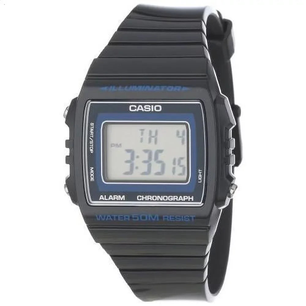 Digital Resin Classic Watch Band Chronograph Unisex Grey Glossy Casio W215H-8A