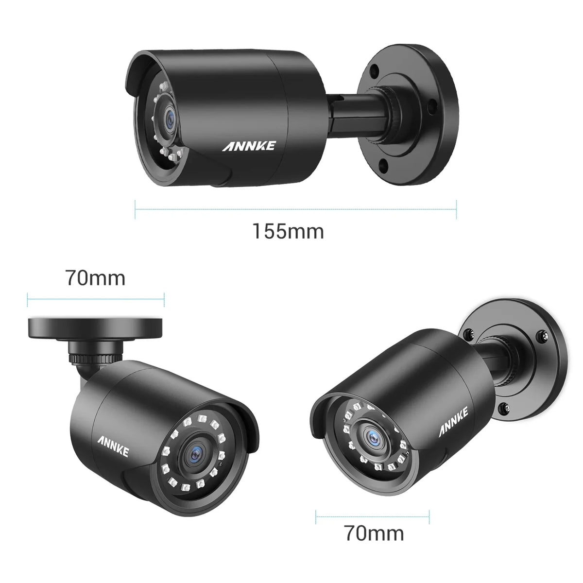 ANNKE TVI Indoor, Home Vision, Camera Security Night/Day 1080P Waterproof, IP66 Bullet Outdoor HD CCTV Surveillance Camera 1920TVL, Pack 4