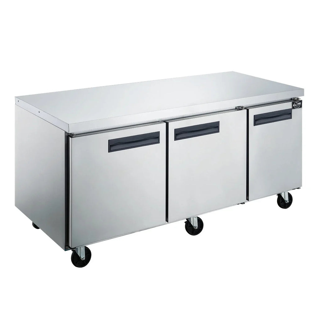 ft. 18.96 Three 72 cu. Stainless Undercounter in. Freezer Steel Door in Commercial