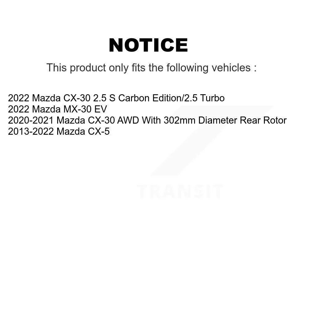 EV Coated Brake CX-5 Pair Mazda Disc MX-30 Rotors For CX-30 Rear KG-100654