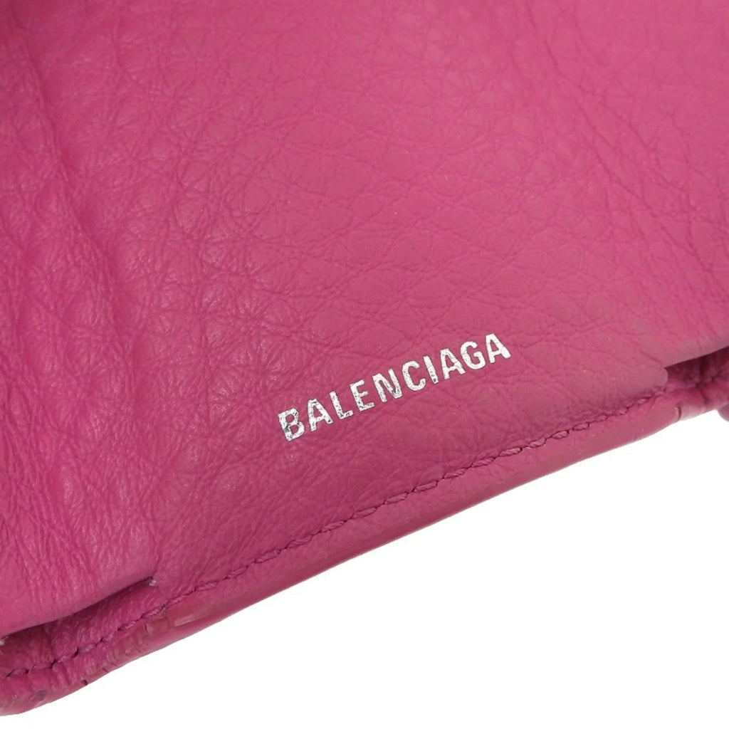 wallet (Good) Pre-Owned with 391446 BALENCIAGA pink paper tri-fold mini hook leather Balenciaga