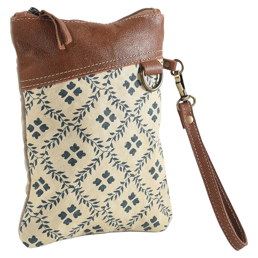 Leather OHLAY Upcycled Canvas bag KB WRISTLET women western Genuine purse handbag