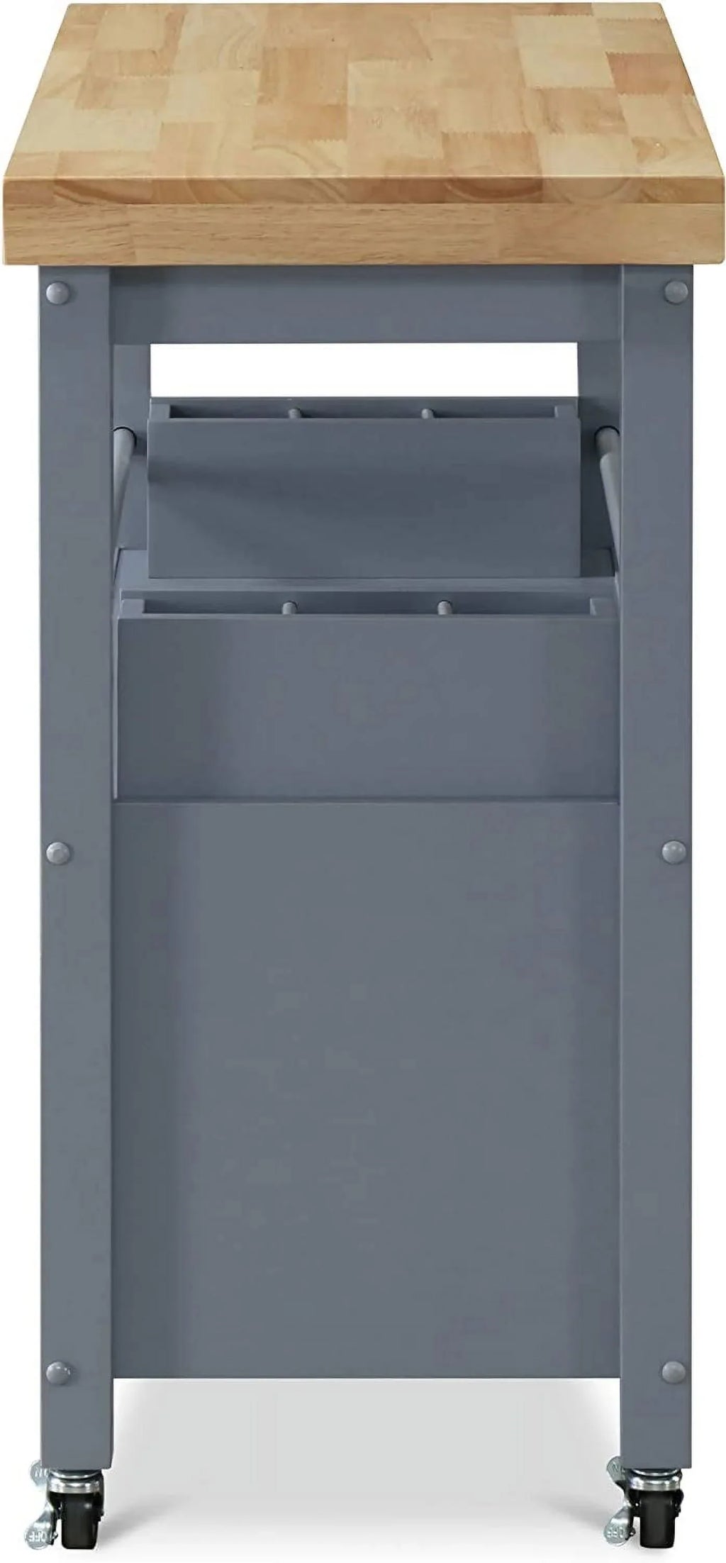 Block Kitchen Cart Apartment Storage, Rolling And With Table, Home Gray , For Wheels Butcher Organization Anson Bar Cabinet Portable Island