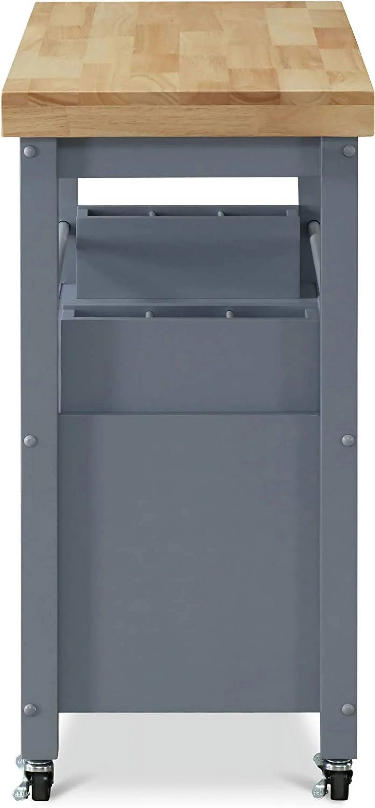 Block Kitchen Cart Apartment Storage, Rolling And With Table, Home Gray , For Wheels Butcher Organization Anson Bar Cabinet Portable Island