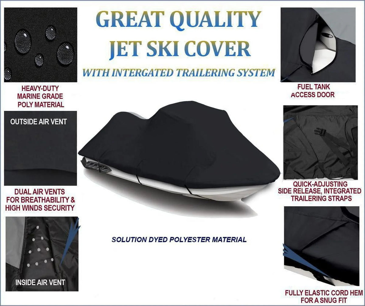BLACK 1-2 SKI 600D 785 2001 Seater Pro Compatible PWC Cover Limited JET Polaris for