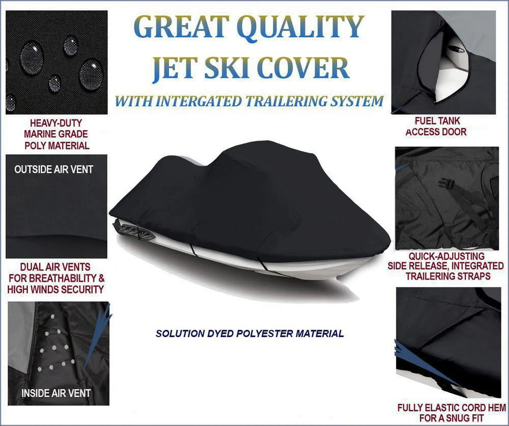 for 600D PWC Blaster Compatible Yamaha SKI 1-2 Wave JET BLACK Seater 1997 1996 Cover II