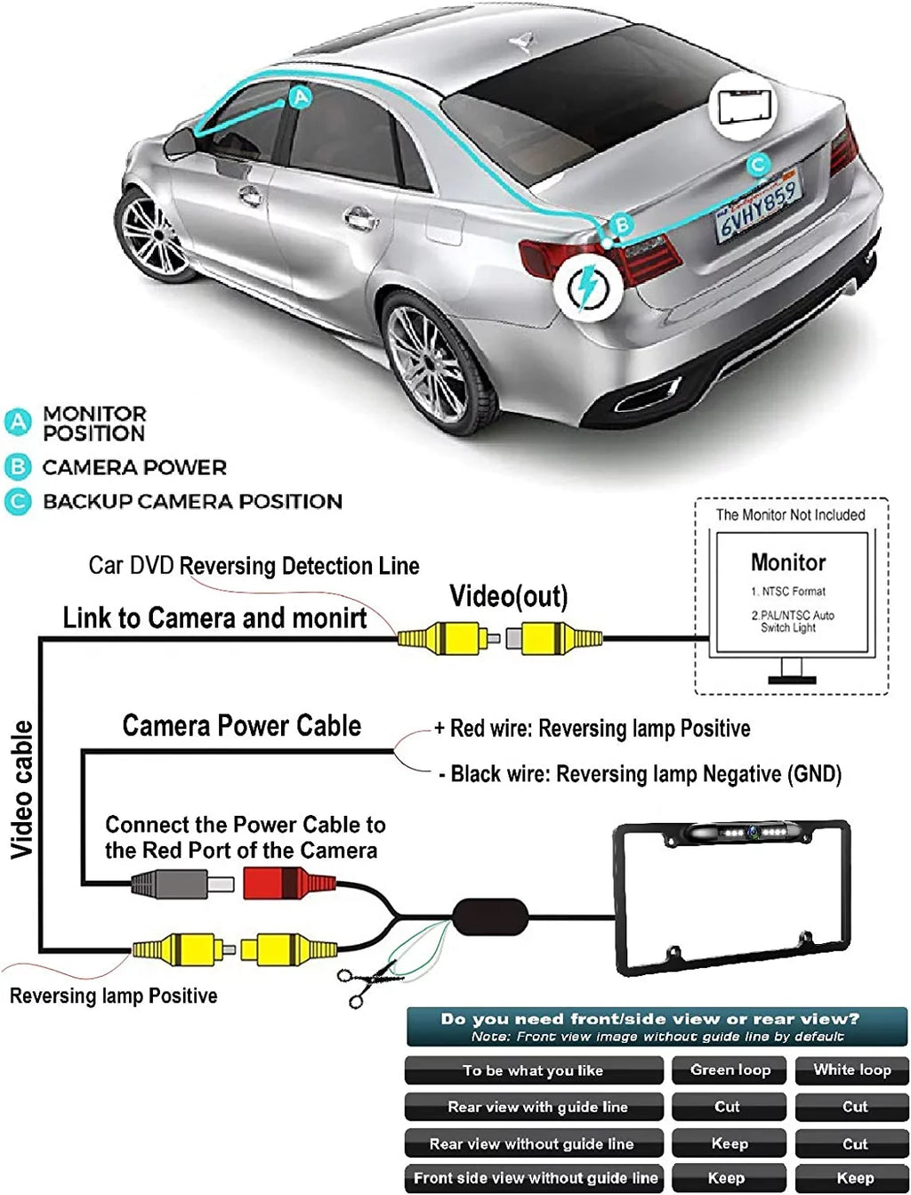 Plate ALPINE INEW970HD Backup Frame for Rearview INE-W970HD Absolute Camera Black License