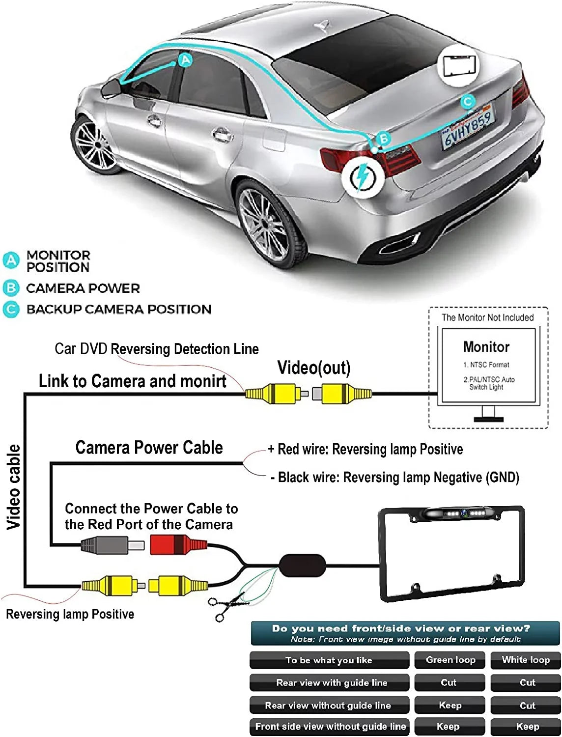 Plate ALPINE INEW970HD Backup Frame for Rearview INE-W970HD Absolute Camera Black License