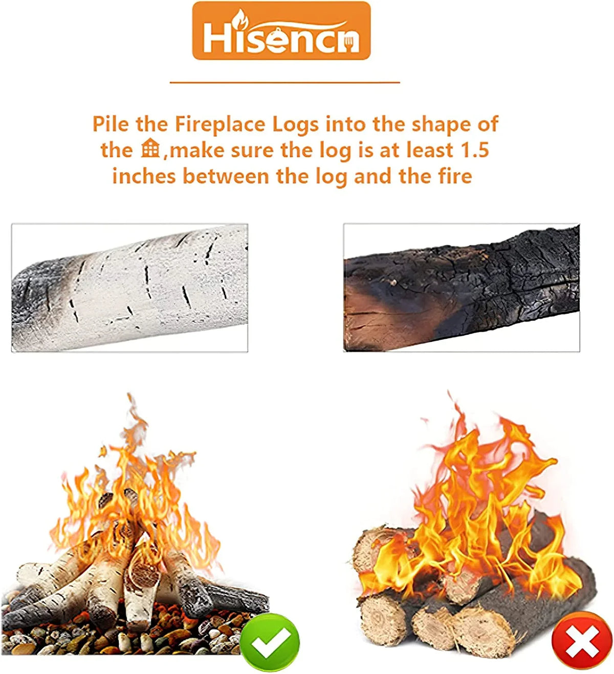Logs, Birch Indoor Fireplace, Gel, Logs Fireplaces, Decor Ethanol, Inserts, Gas Ceramic Fireplace White Electric Gas Gas Outdoor 6 or for Hisencn Propane, Indoor Gas Pcs Vented, Fireplace