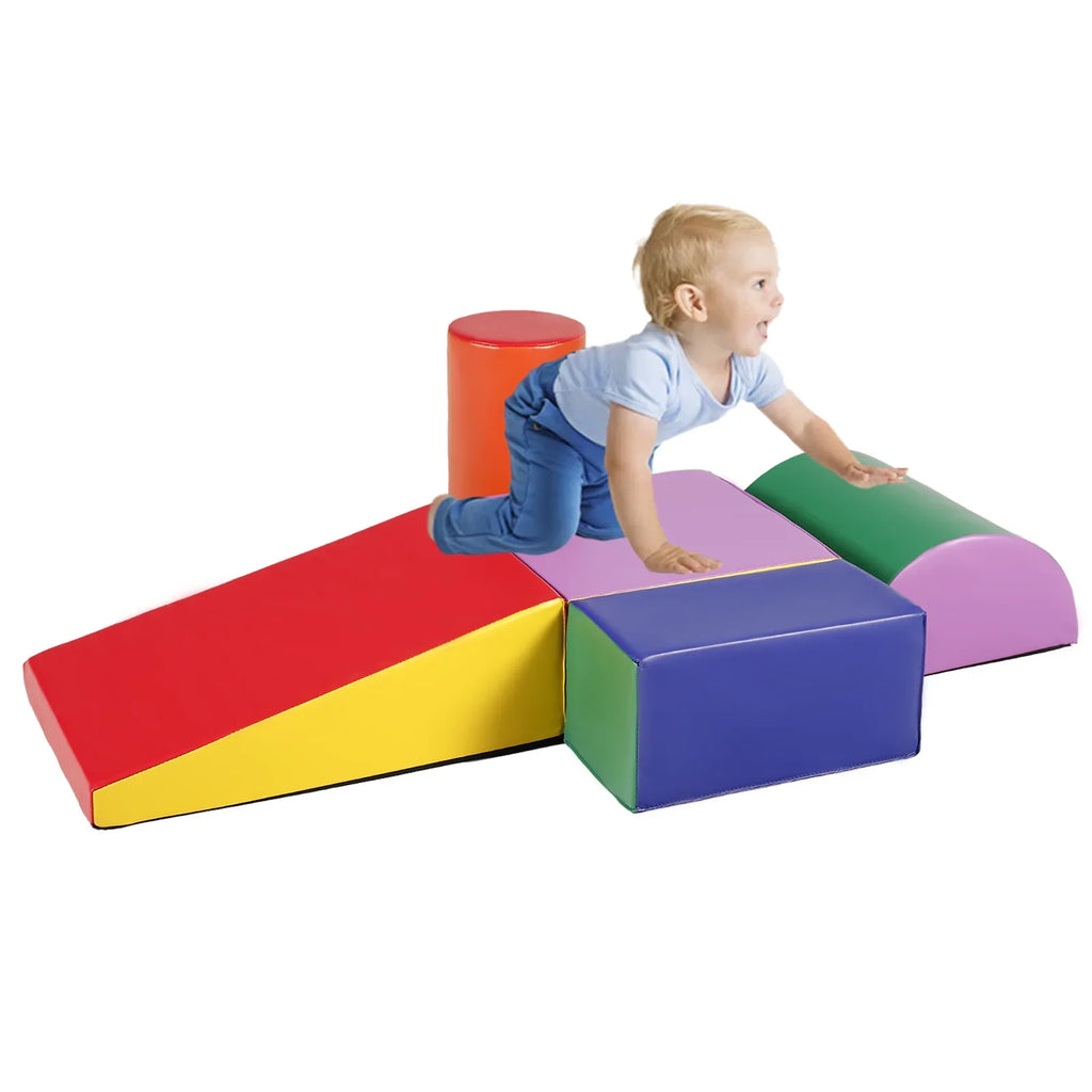 Red AILEEKISS Soft 5Pcs Foam Climb Indoor, Toddler, and for Baby Climb Set Crawl & Blocks Yellow Toy