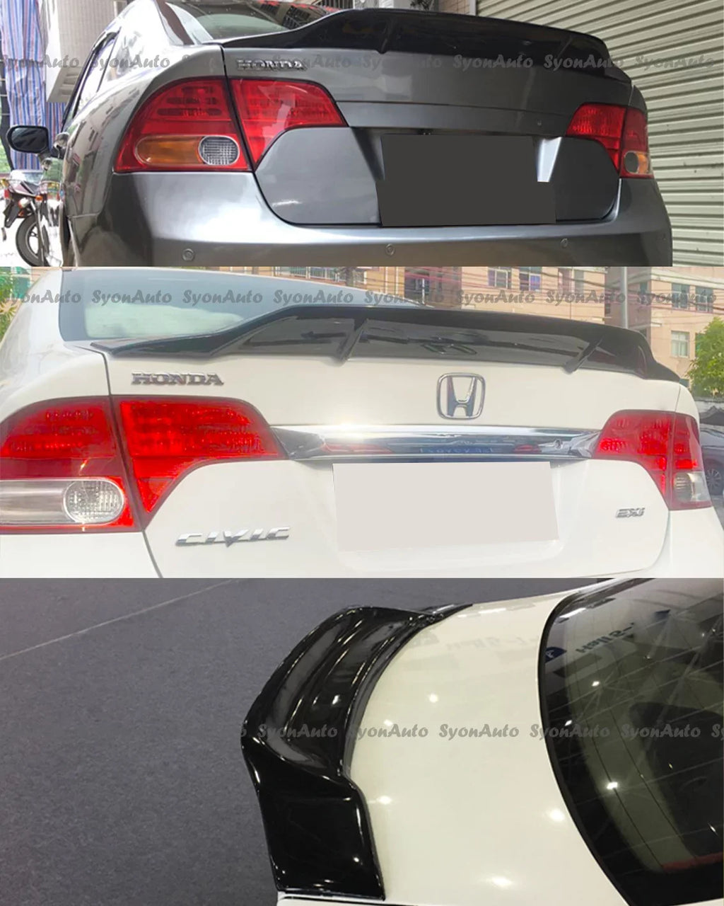 GLOSSY HIGHKICK RS BLACK CIVIC WING HONDA FITS SPOILER TRUNK STYLE 2006-2011 SEDAN