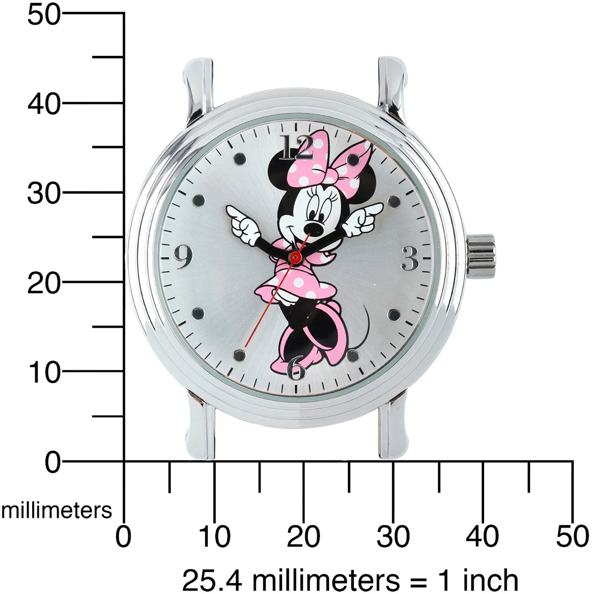 Leather Case Vintage Black Shinny Silver Mouse Articulating Alloy Strap Watch, Minnie Women's