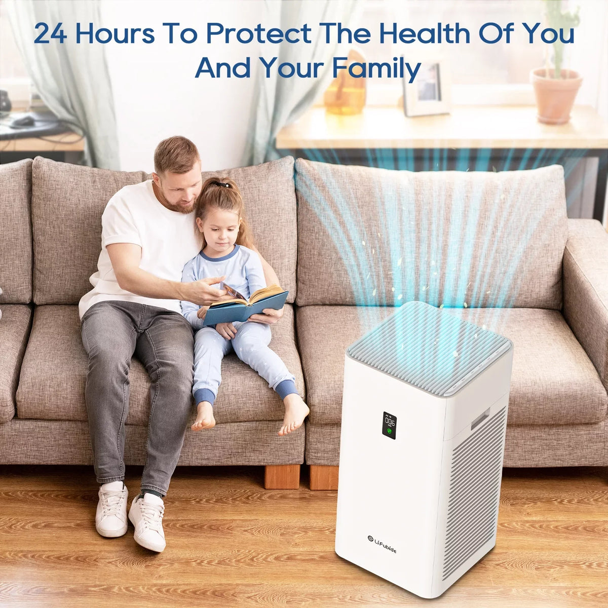 Purifier, For Air Particles, Monitor, Purifier Air Smart Room PM2.5 Pet Removal Of True Low Noise Large Lifubide 99.99% HEPA,4555 Coverage,24dB Microns Bedroom, 0.01 Sq.Ft H13 Dander、Smoke、Odor、Dust，