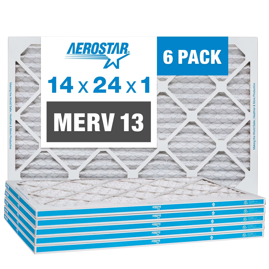 Aerostar Pleated of in the Filter, Box Air 6, Made 14x24x1, 14x24x1 MERV 13, USA
