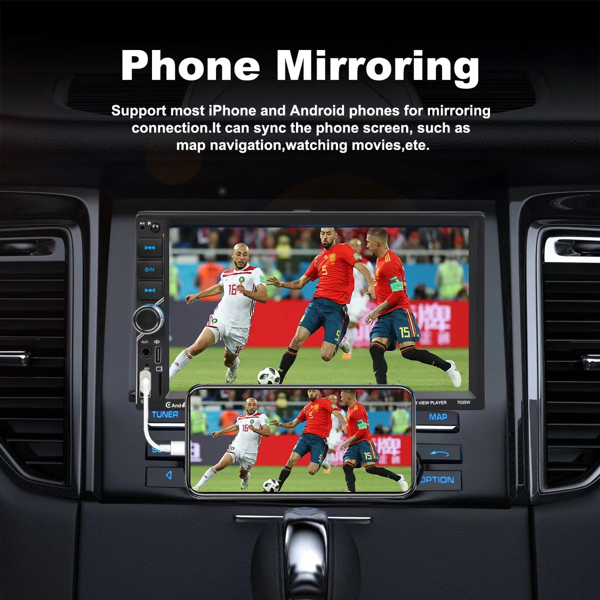 7" [Wireless] CarPlay Apple USB Android Double Rear Stereo Car Auto Touchscreen Bluetooth Radio AM/FM Din Camera