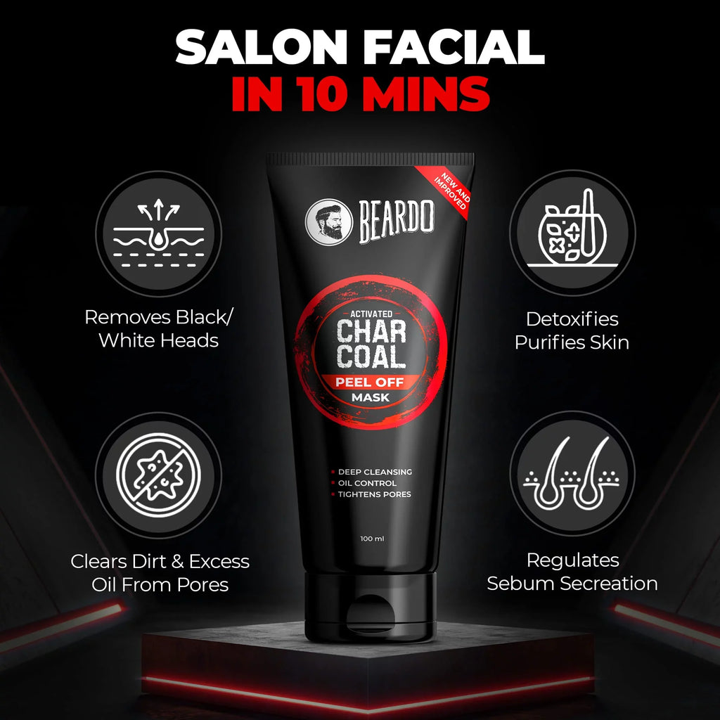Dirt & Activated Peel Removal Fights Sensitive | for Suitable for | Men Mask | 100ml Tan Mask & Skin Blackhead Beardo Detox Pollution, Off Charcoal |