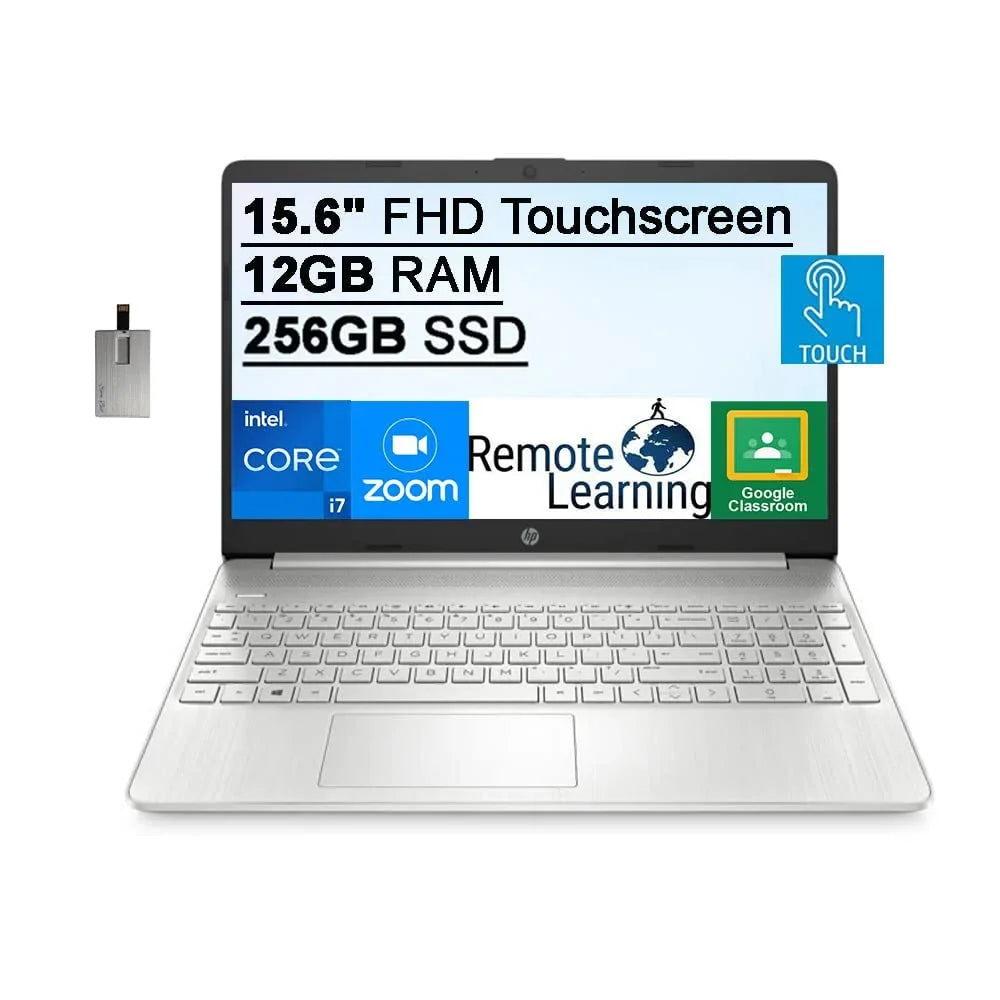 HP Card Laptop Graphics, IPS Xe FHD Intel SnowBell (Beats SSD, RAM, Core i7-1065g7), i7-1165G7 HD Iris Webcam, 2021 HD USB Touchscreen 15.6" S, Audio, 11 Computer, Intel 256GB 12GB Silver, Win 32GB