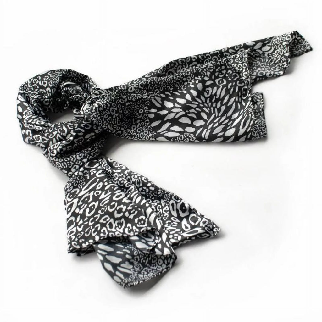 Black Blancho Silk Print Distinctive & Animal Leopard White Fashion Scarf/Wrap/Shawl(Large) Soft