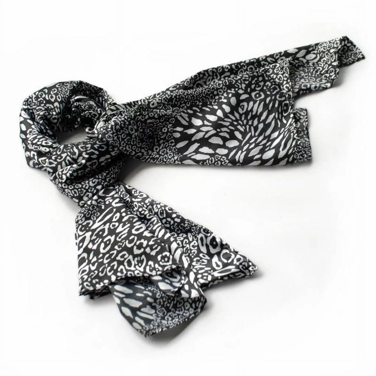 Black Blancho Silk Print Distinctive & Animal Leopard White Fashion Scarf/Wrap/Shawl(Large) Soft