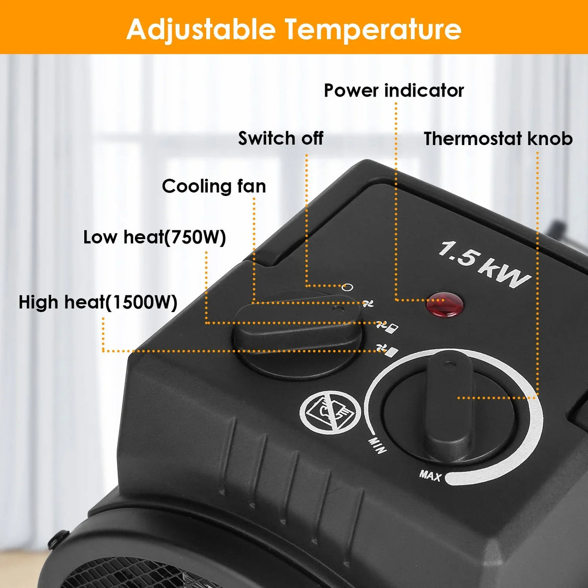 Electric 1500W Desk Adjustable Ceramic Protection Temperature Bedroom Fan Portable with Personal Overheat Office Space Heater iMounTEK for Heater