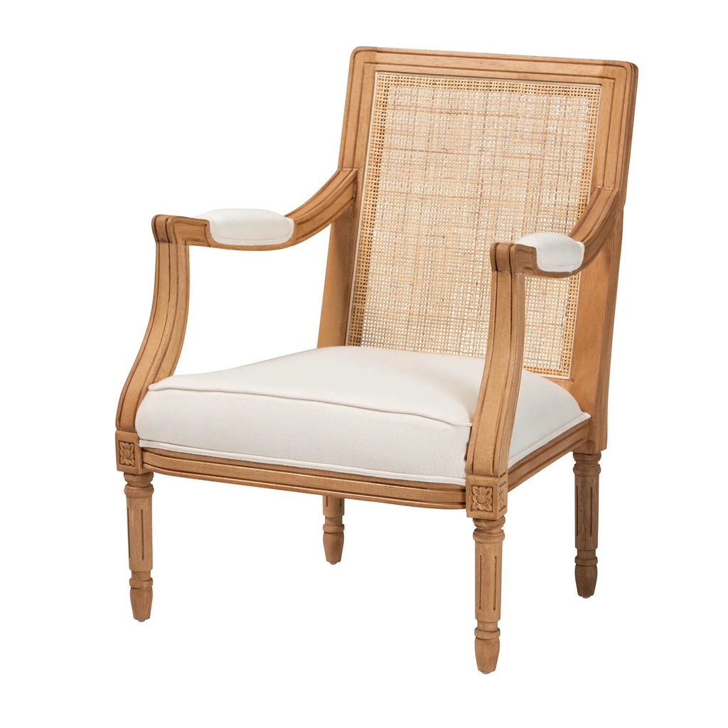 Finished Fabric Accent Studio Wood French Oak Beige Chair and Traditional Honey Baxton Garridan