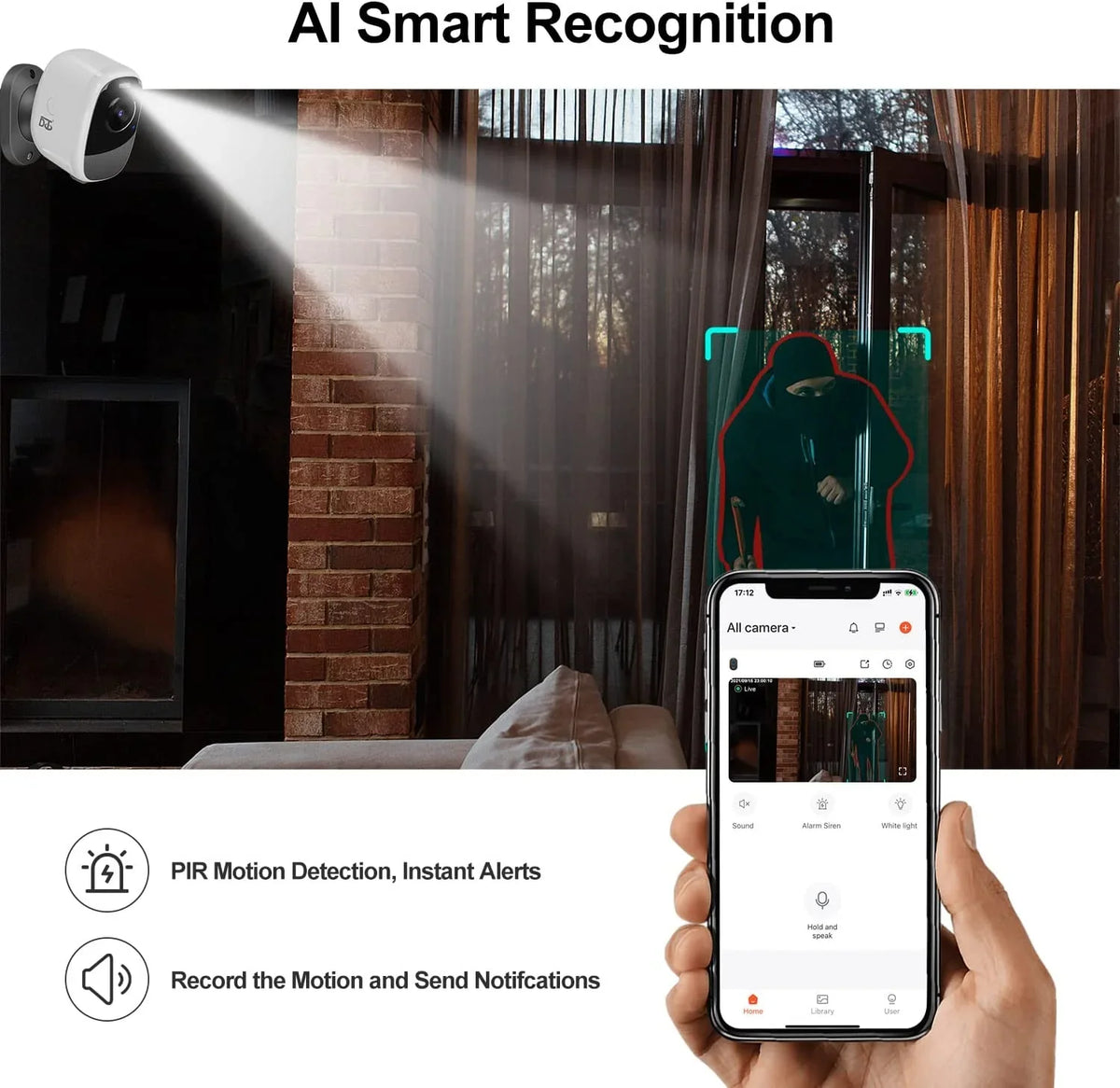 Magnetic Alarm WiFi Talk Siren 4MP Battery Storage Solar Waterproof Camera Cloud/SD IP66 Security Powered Camera Two-Way Motion Outdoor Wireless: YUNWEN PIR/AI Spotlight Detection