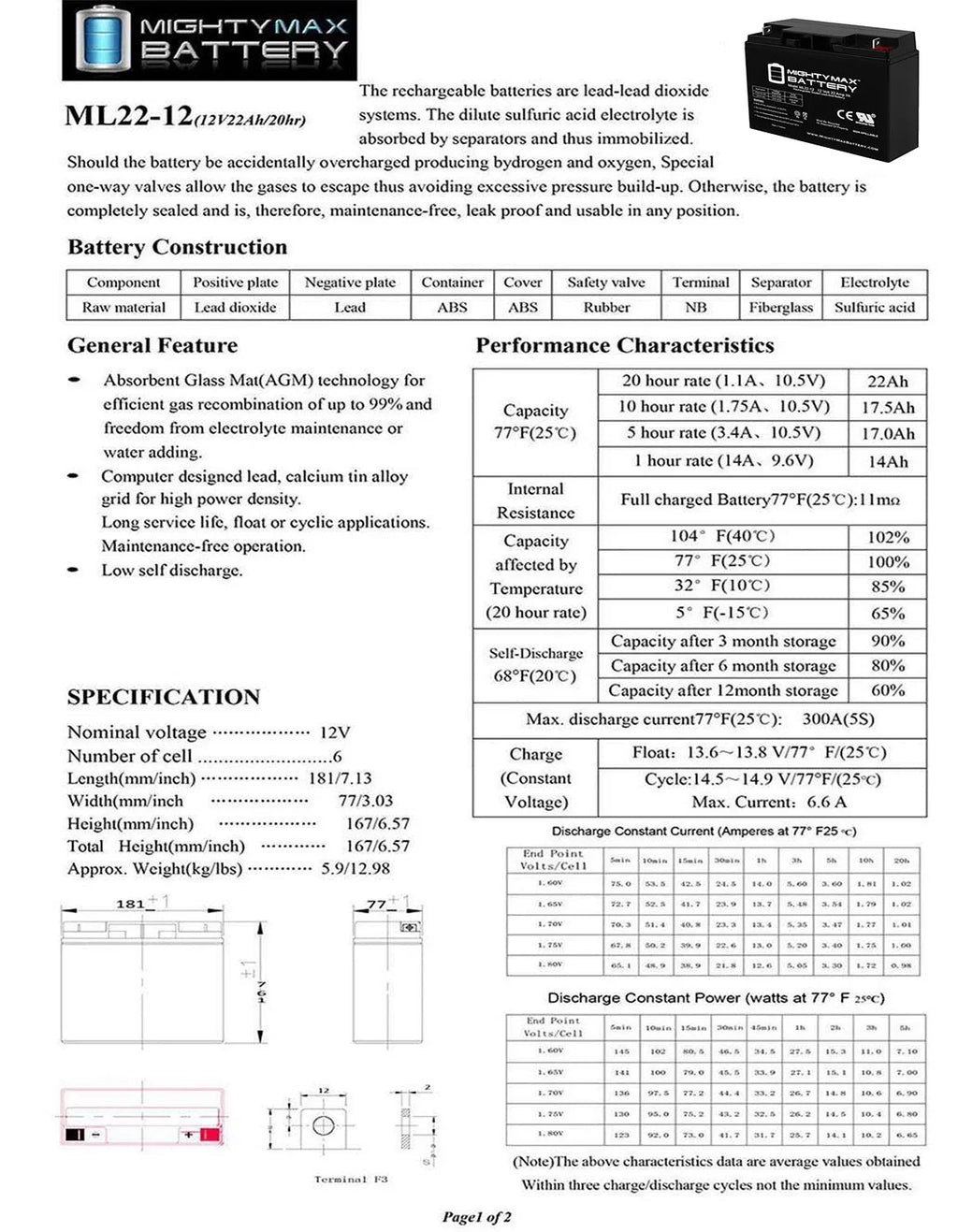 Wheelchair Alante for Jr 200 12V 22AH Scooter Battery GP