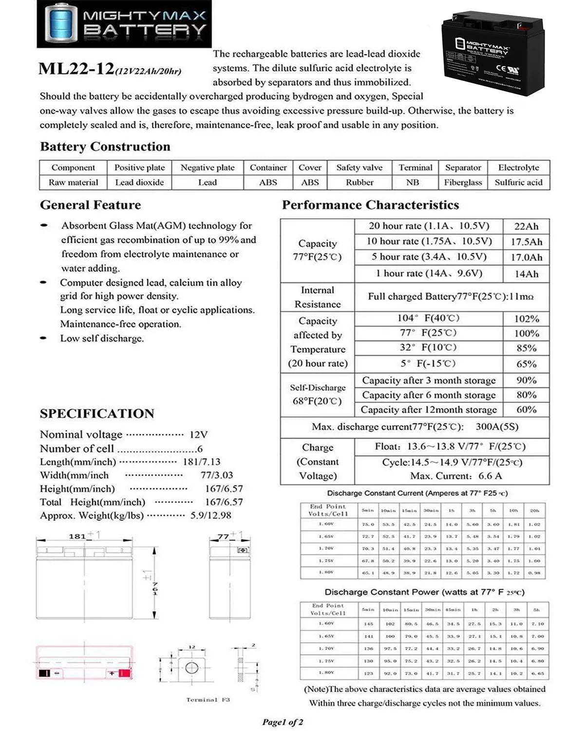 Wheelchair Alante for Jr 200 12V 22AH Scooter Battery GP