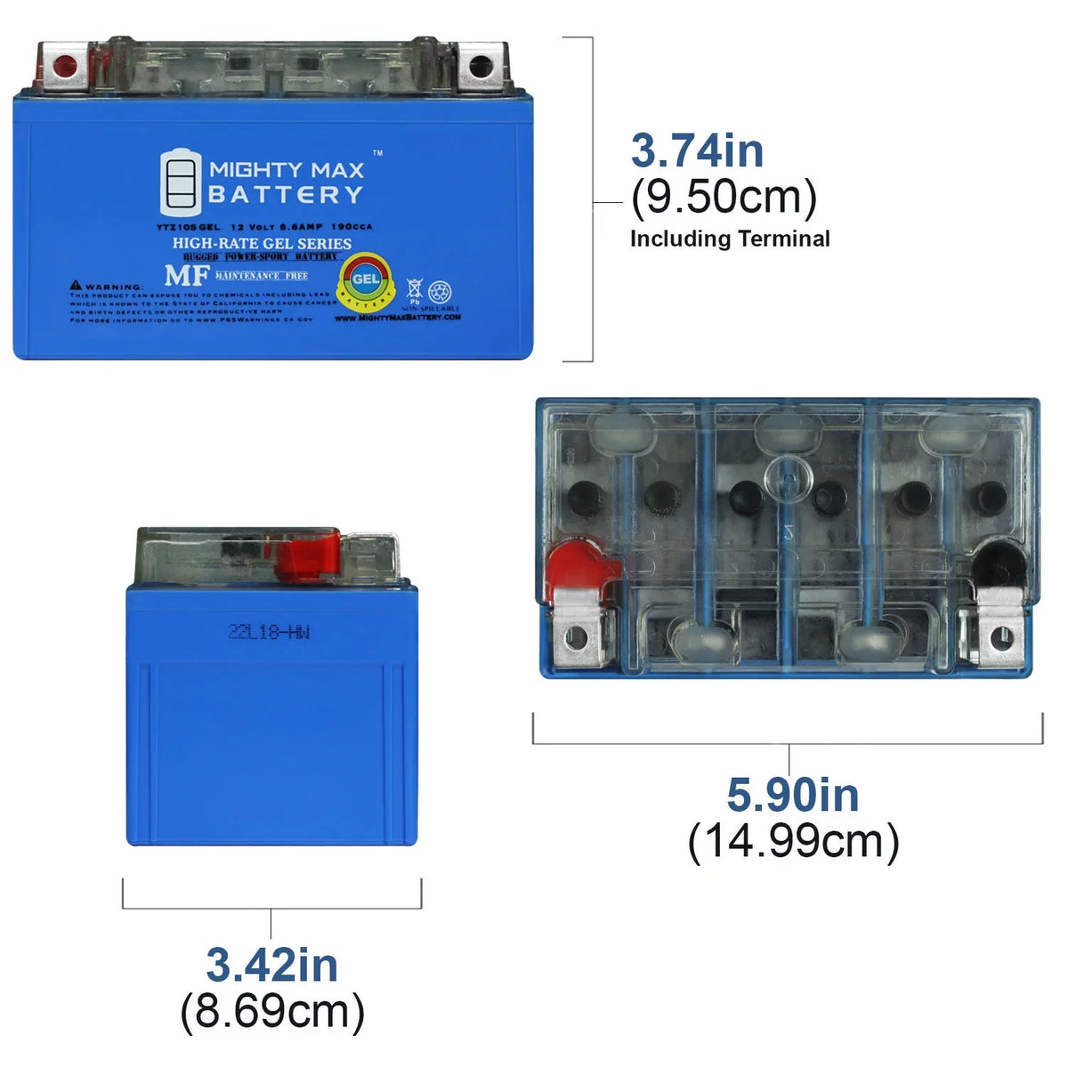 8.6AH YTZ10SGEL Pack 12V Battery GSX-R1000 - 8 GEL 1000 00-17 compatible Suzuki with Replacement